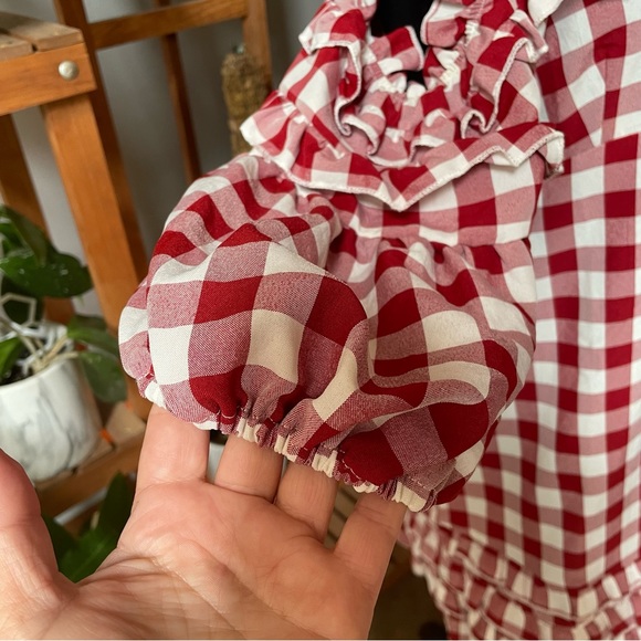 NWOT Boohoo red/white Gingham off shoulder Dress - Picture 6 of 9